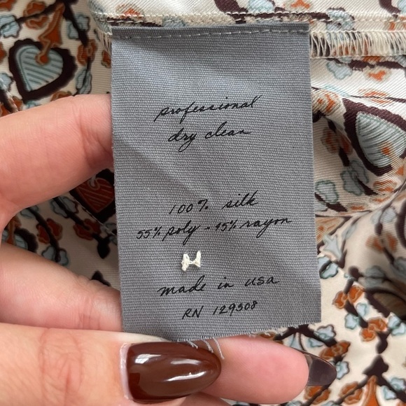 Raquel Allegra Ribbon Blazer Blue Brown Print Size M NWT - Picture 7 of 8